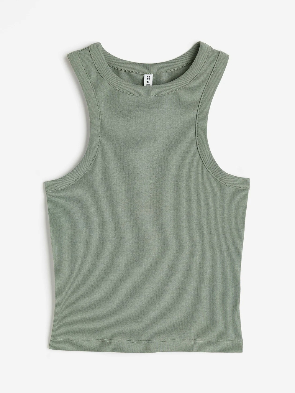 Divided Sage Green Ribbed Tank